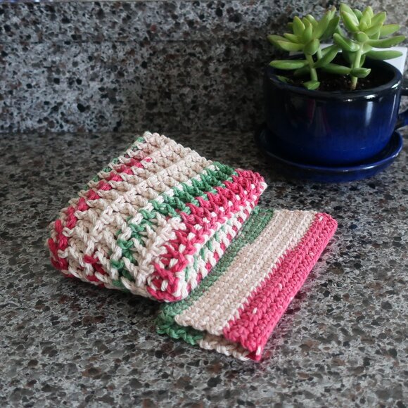Multicolored Crochet Dish Drying Mats 100% Cotton Kitchen - Picture 2 of 11